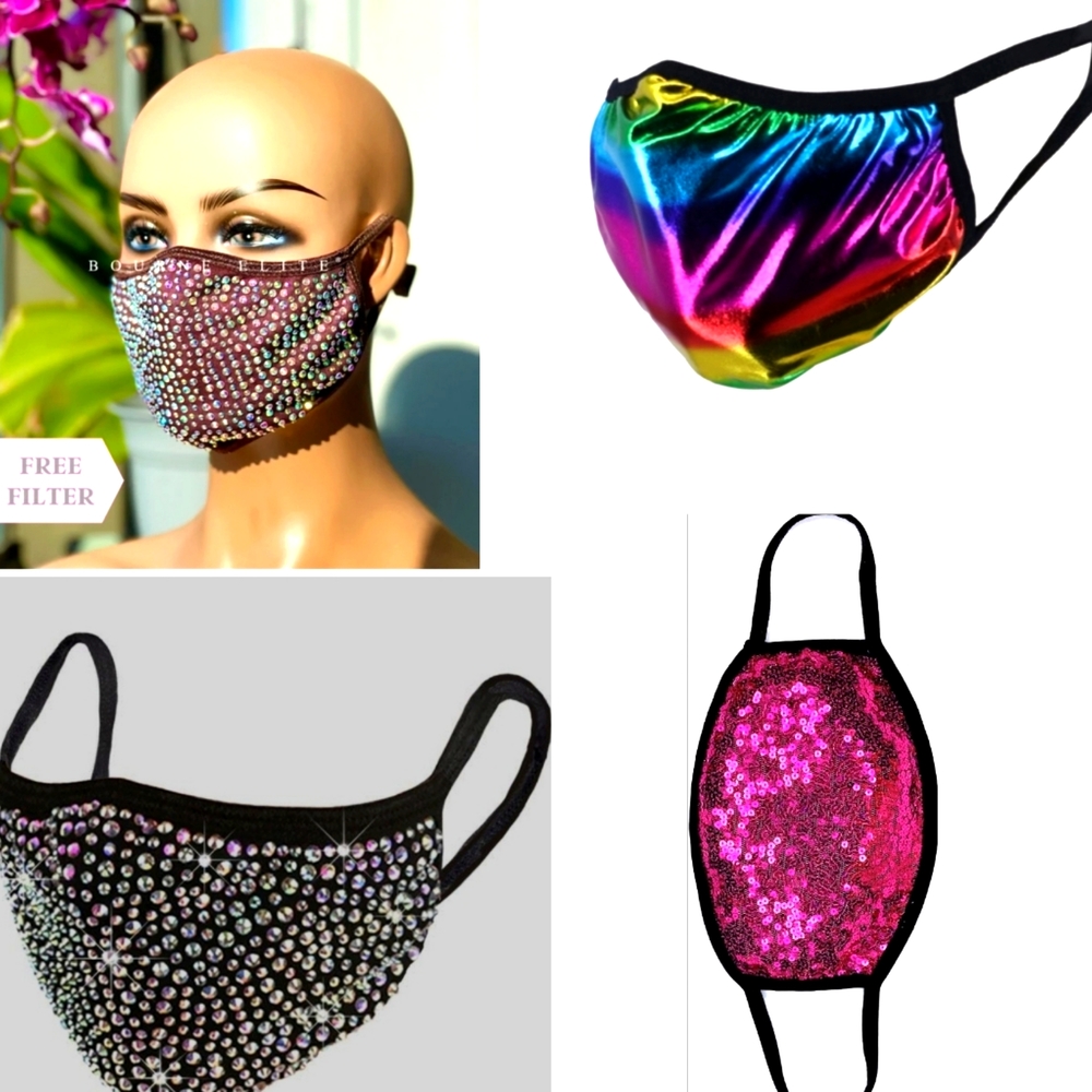 Bundle Steal of a deal Face Masks-Bling, Rainbow 🌈 - Picture 1 of 8